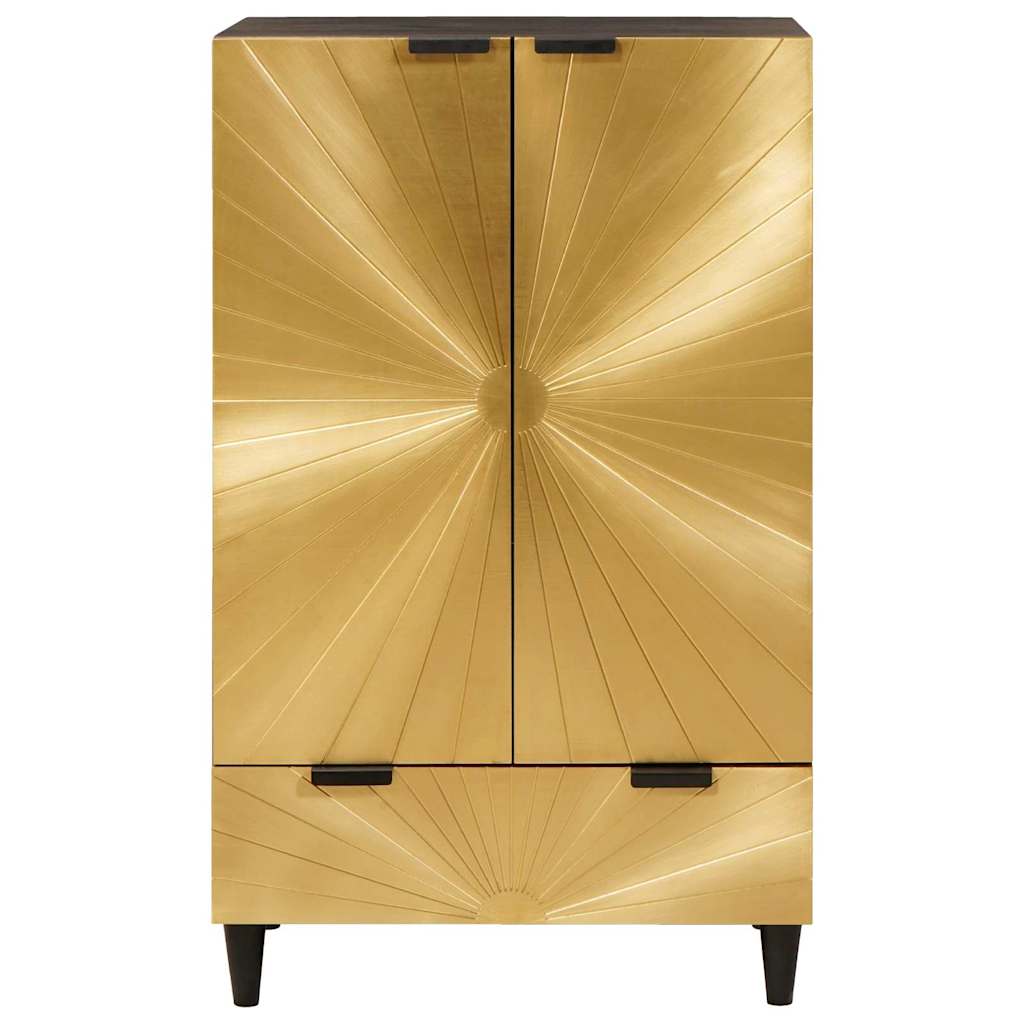 Side Cabinet Black And Gold 60 X 33.5 X 100 Cm Solid Mango Wood