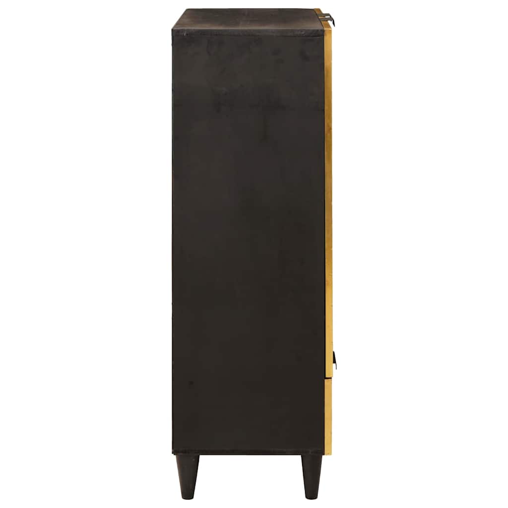 Side Cabinet Black And Gold 60 X 33.5 X 100 Cm Solid Mango Wood