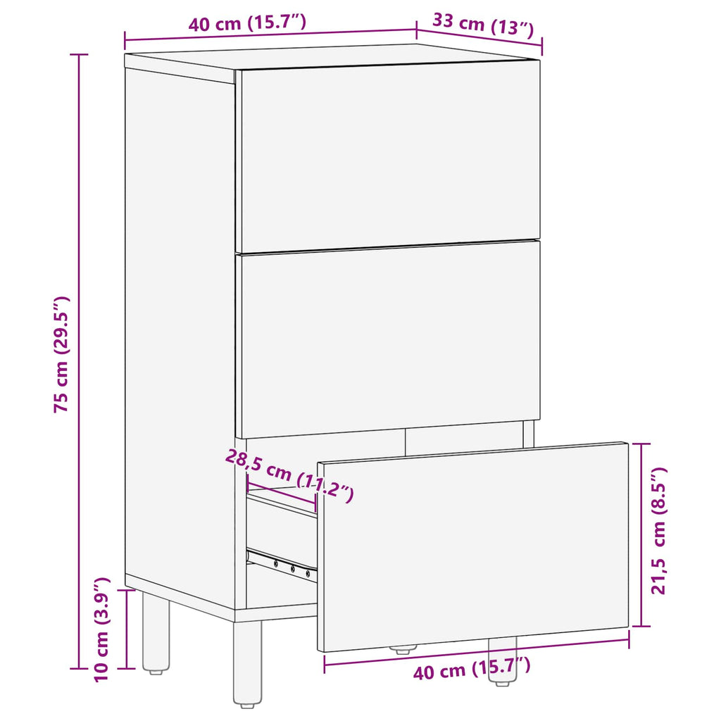 Sideboard 40 X 33 X 75 Cm Solid Mango Wood