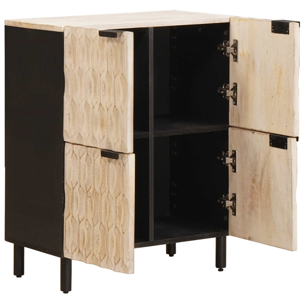 Media Storage Cabinet Sideboard 60 X 33 75 Cm Solid Mango Wood White wash finish