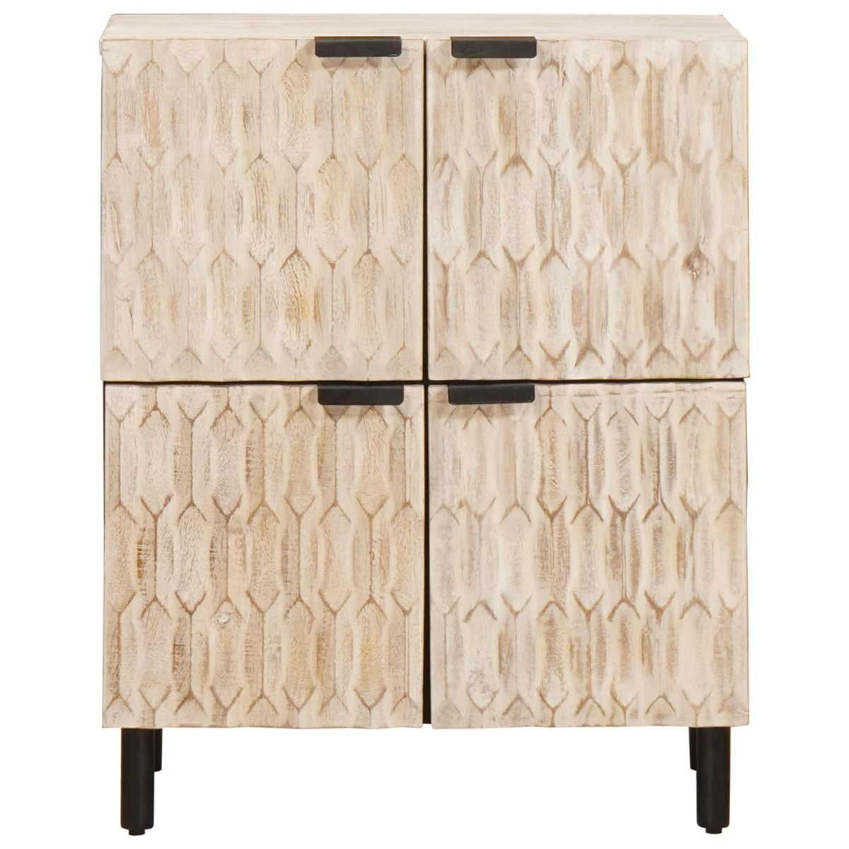 Media Storage Cabinet Sideboard 60 X 33 75 Cm Solid Mango Wood White wash finish
