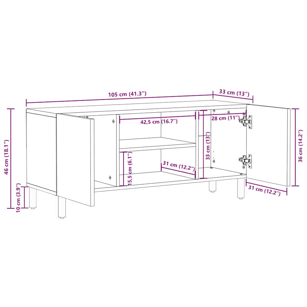 Tv Cabinet With Shelf 105 X 33 X 46 Cm