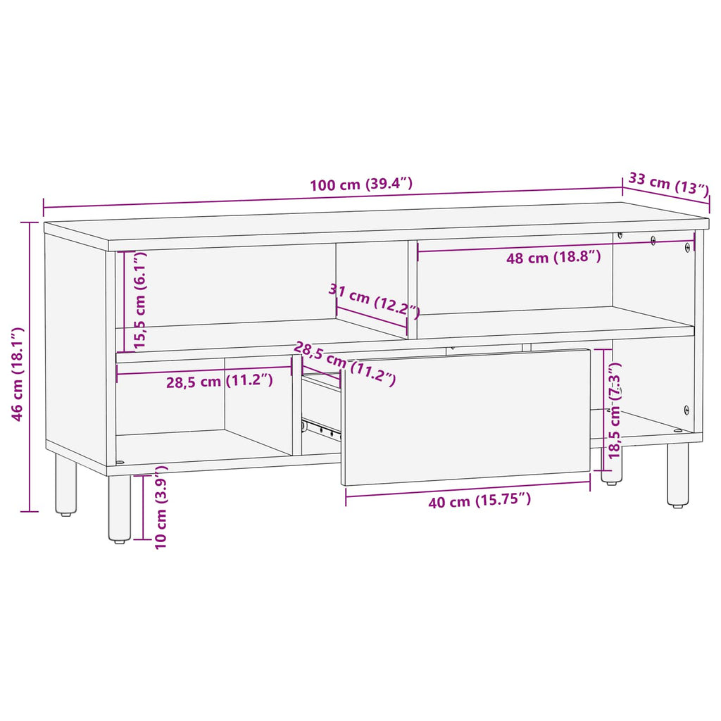 Tv Cabinet With Drawer 100 X 33 X 46 Cm