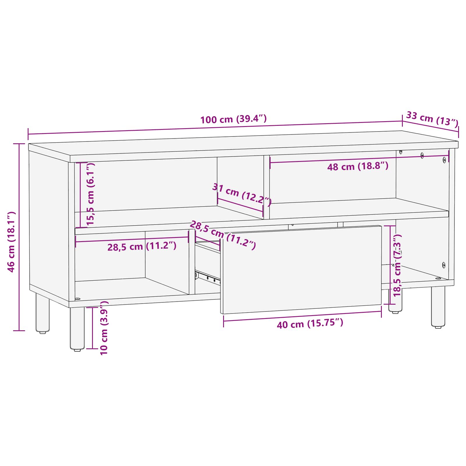 Tv Cabinet With Drawer 100 X 33 X 46 Cm