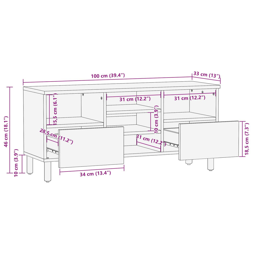 Tv Cabinet With Drawer 100 X 33 X 46 Cm