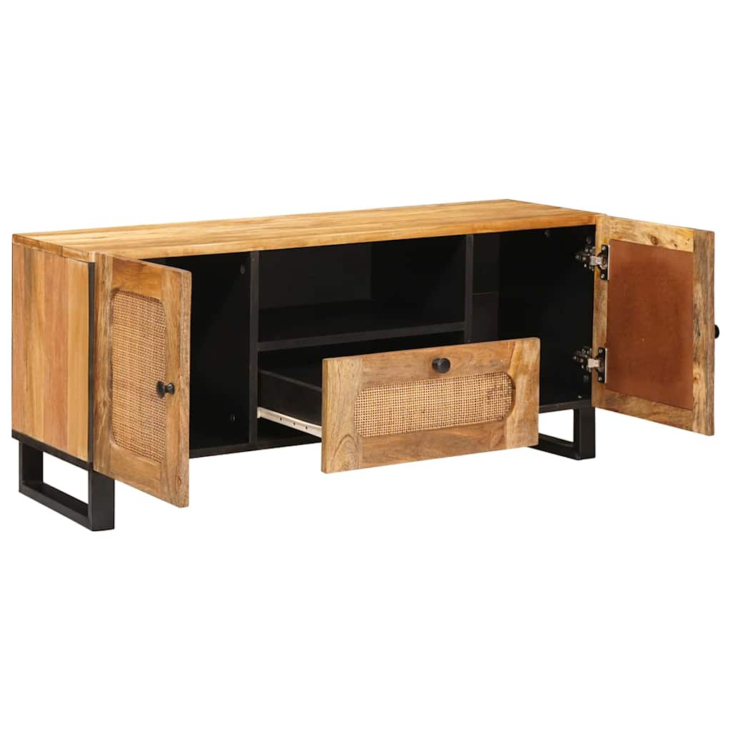 Tv Cabinet With Drawer Brown 105 X 33 X 46 Cm Solid Mango Wood