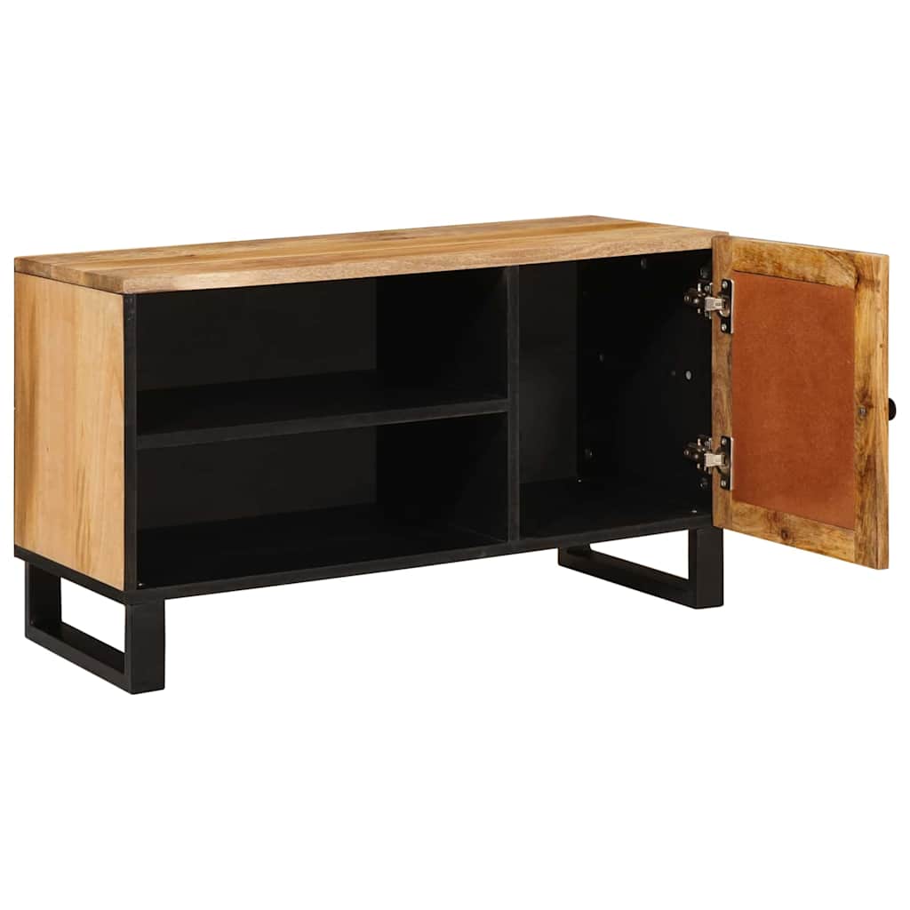 Tv Cabinet With Storage Brown 80 X 33 X 46 Cm Solid Mango Wood