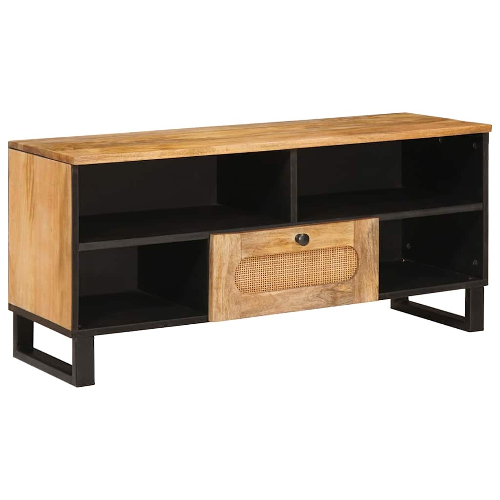 Tv Cabinet With Drawer Brown 100 X 33 X 46 Cm Solid Mango Wood