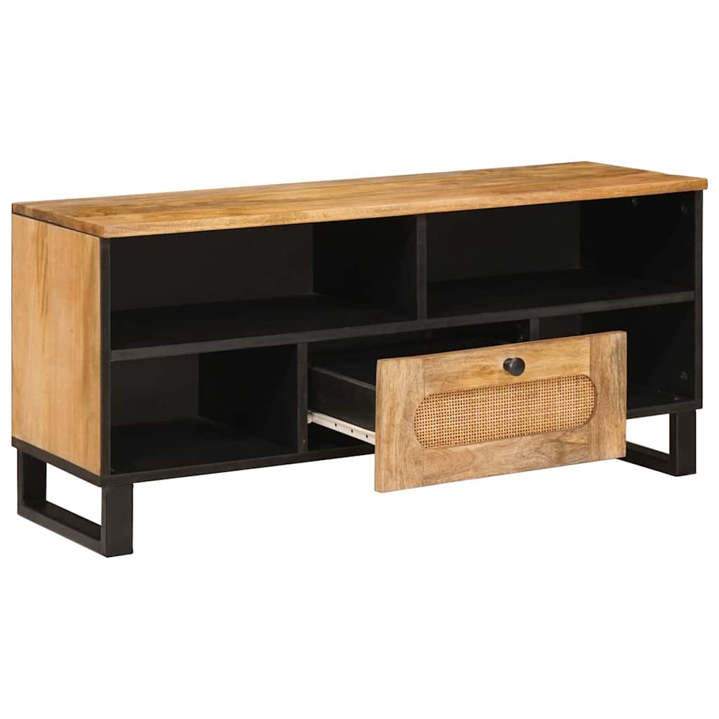 Tv Cabinet With Drawer Brown 100 X 33 X 46 Cm Solid Mango Wood