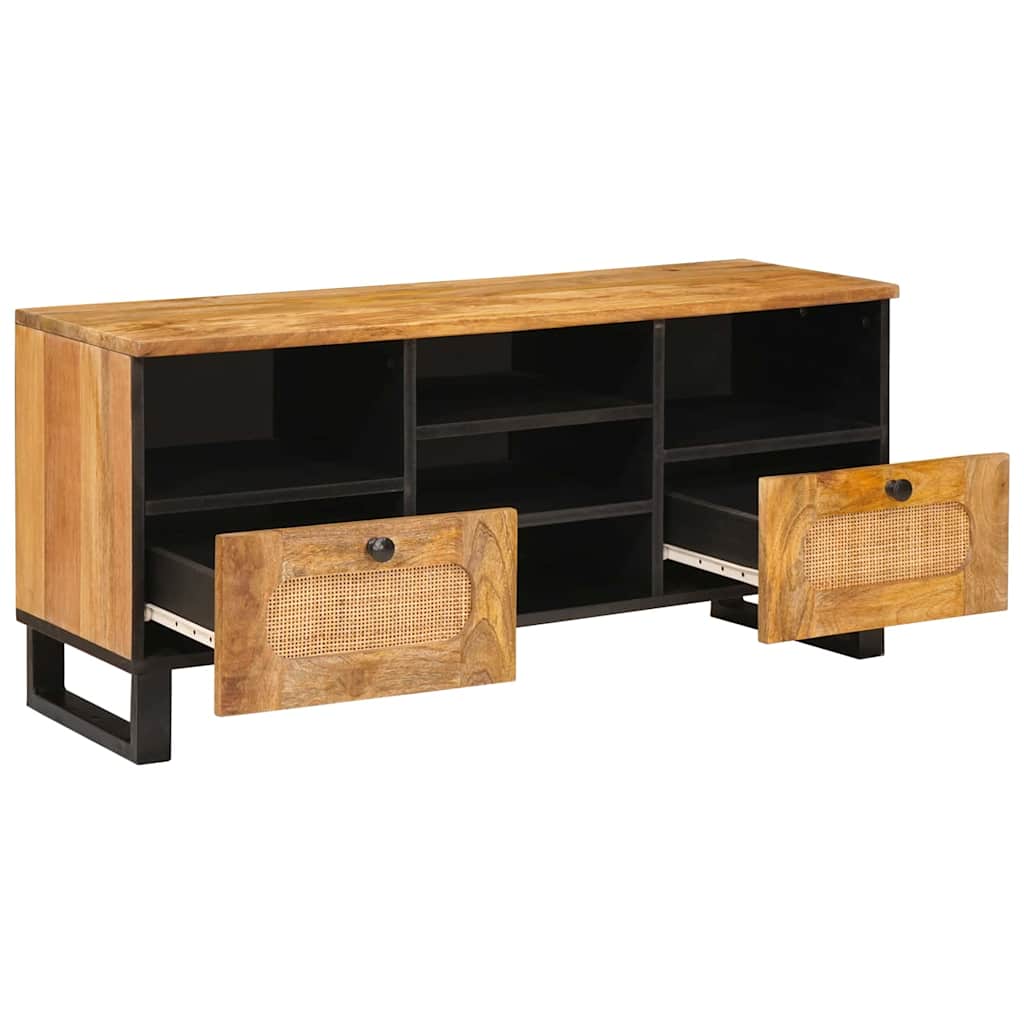 Tv Cabinet With Drawer Brown 100 X 33 X 46 Cm Solid Mango Wood