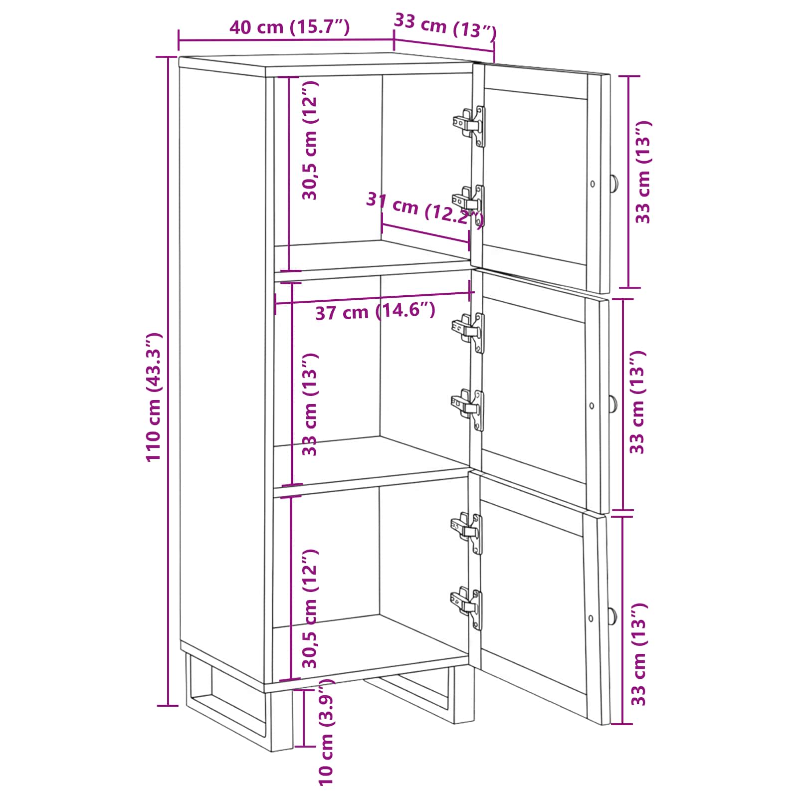 Highboard With Storage Brown 90 X 33 X 75 Cm Solid Mango Wood