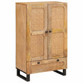 Highboard With Drawer Brown 40 X 33 X 110 Cm Solid Mango Wood