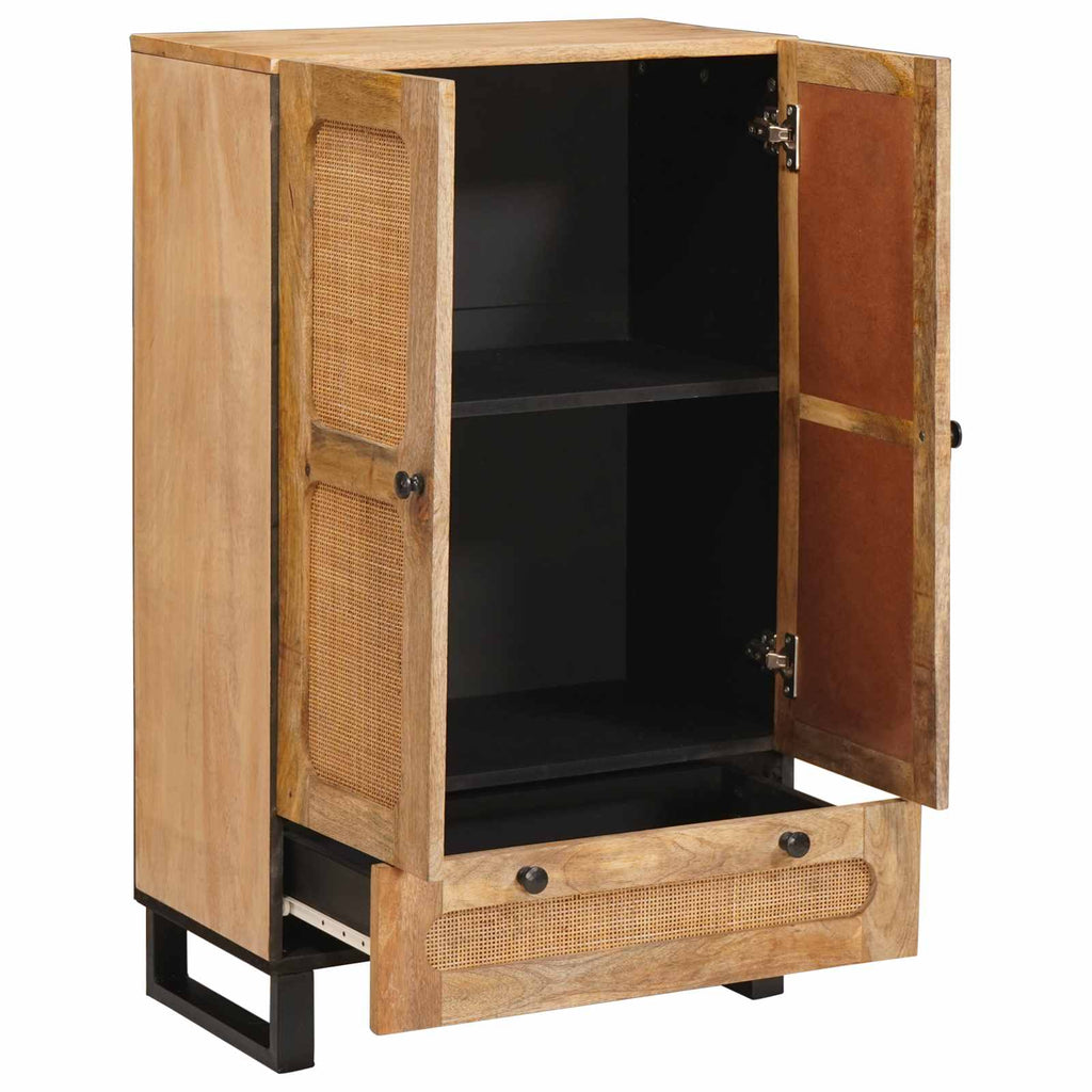 Highboard With Drawer Brown 40 X 33 X 110 Cm Solid Mango Wood