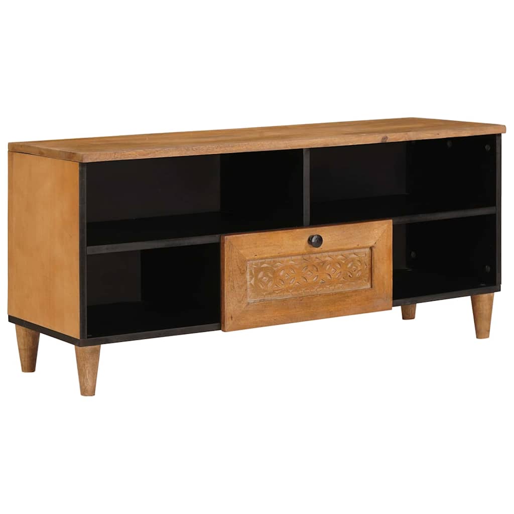 Tv Cabinet Bleached White 100 X 33 X 46 Cm Solid Mango Wood