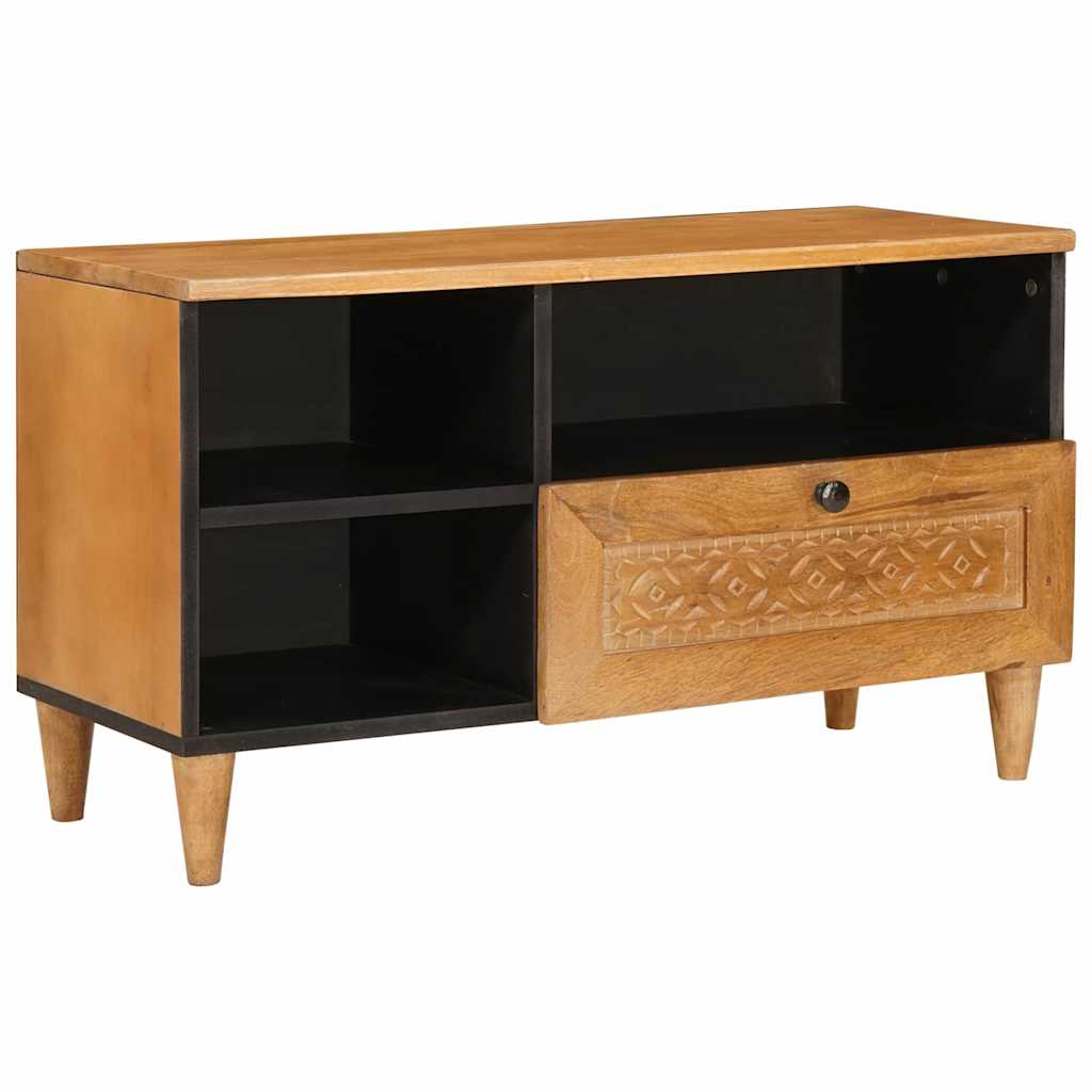 Tv Cabinet Bleached White 80 X 33 X 46 Cm Solid Mango Wood