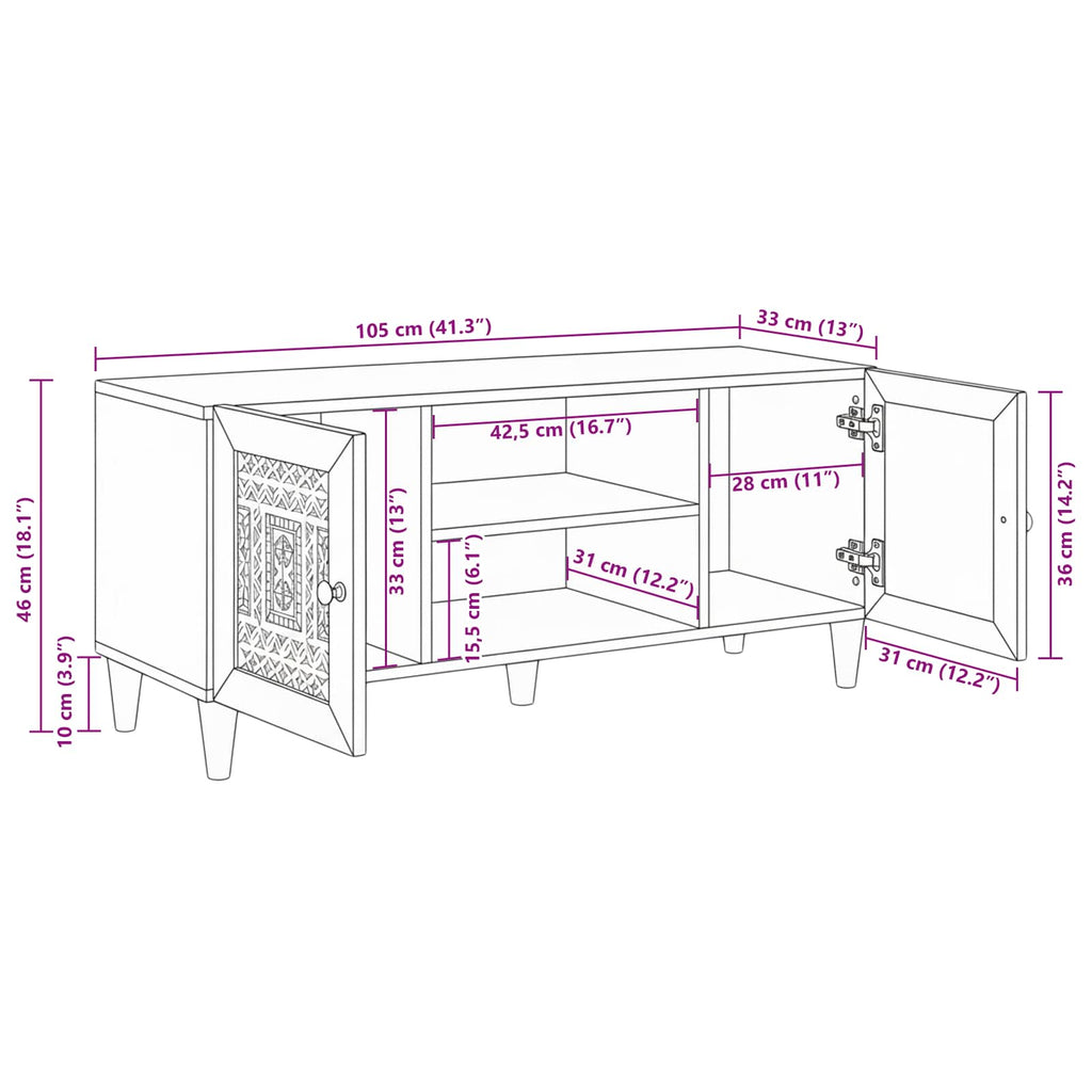Tv Units With Shelf White 105 X 33 X 46 Cm Engineered Wood