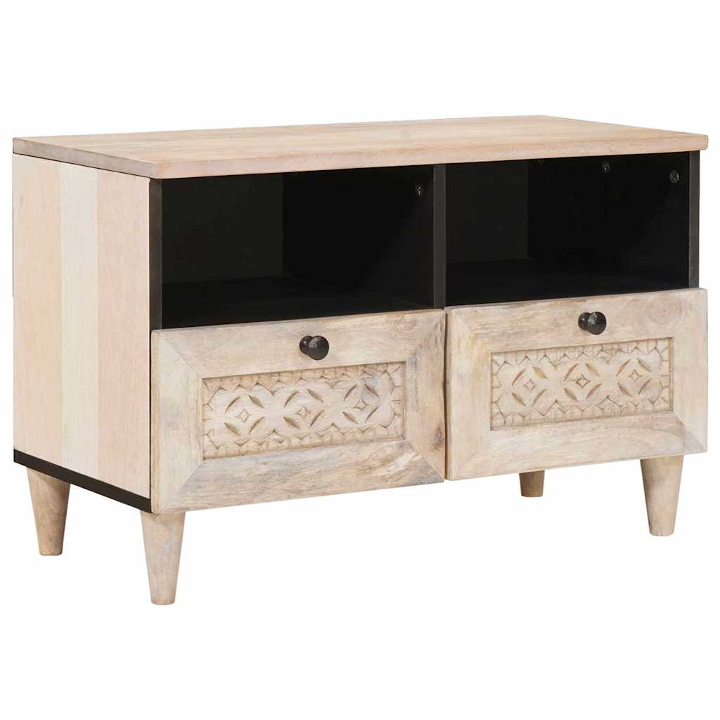 Media Storage Cabinet Tv Units Drawer White 70 X 33 46 Cm Engineered Wood LED Wh