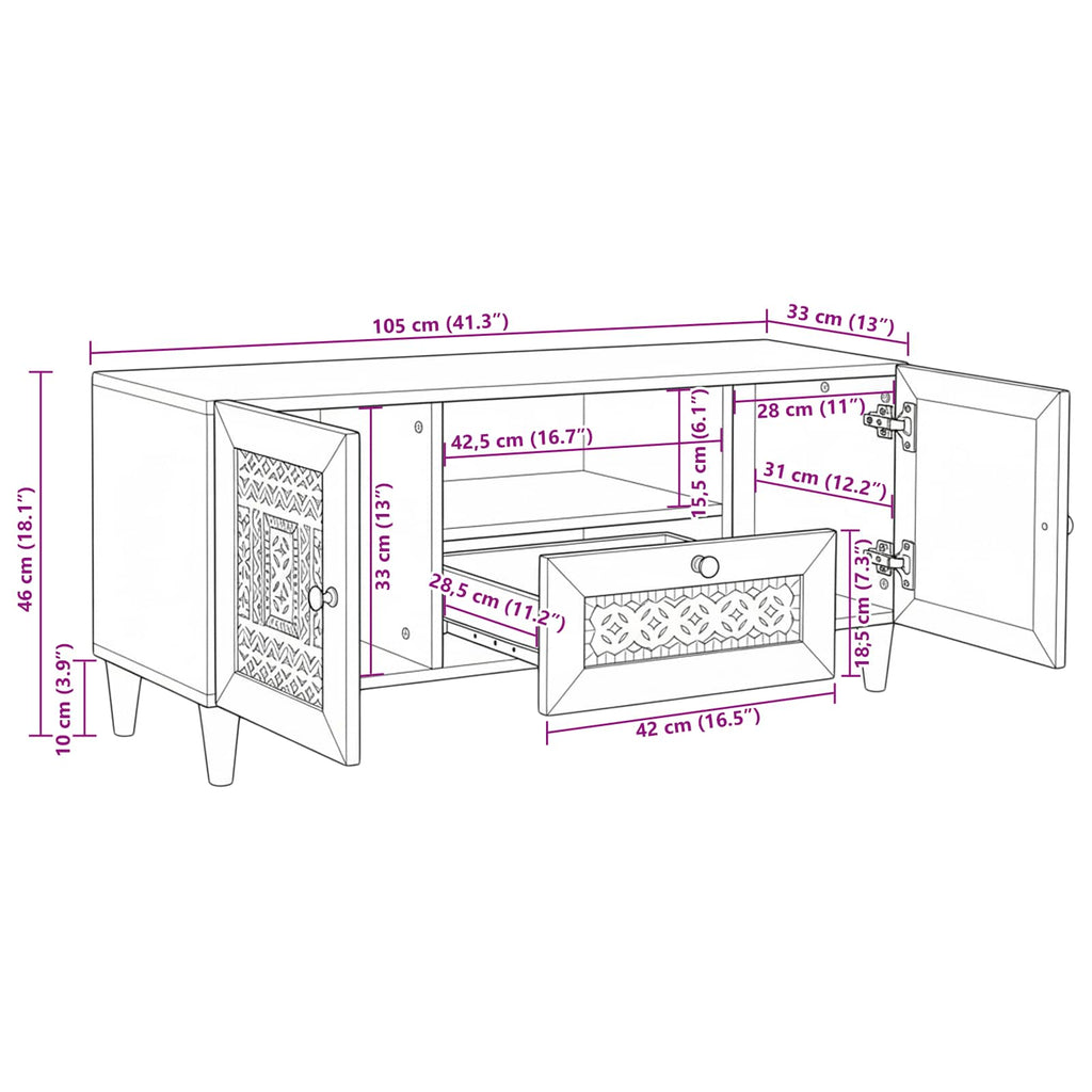 Tv Units With Drawer White 105 X 33 X 46 Cm Engineered Wood