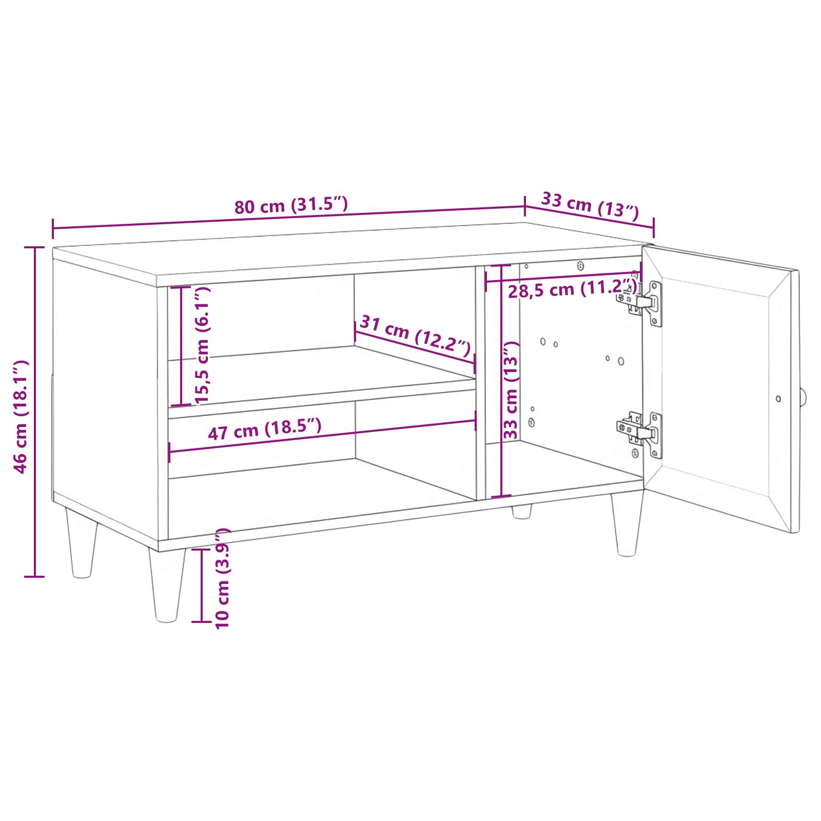 Tv Units With Shelf White 80 X 33 X 46 Cm Engineered Wood