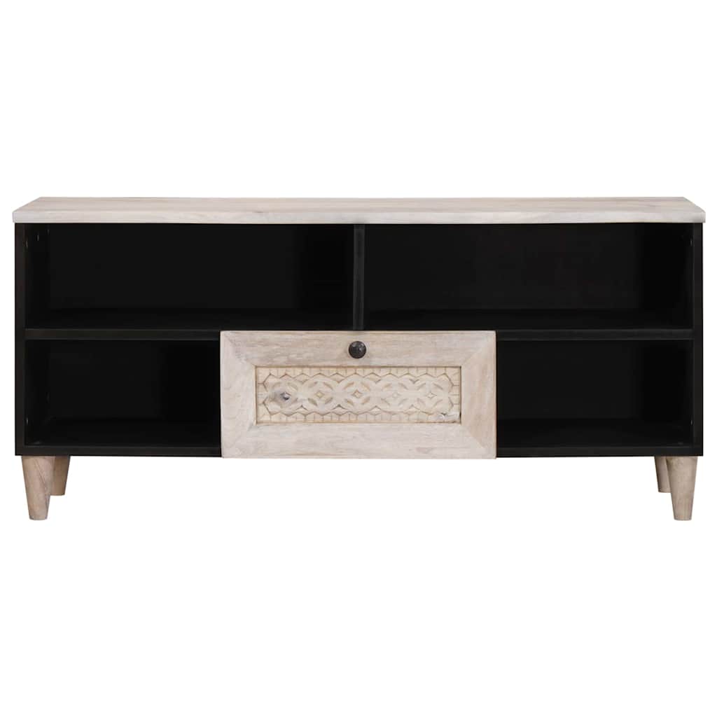 Tv Cabinet Bleached White 100 X 33 X 46 Cm Solid Mango Wood