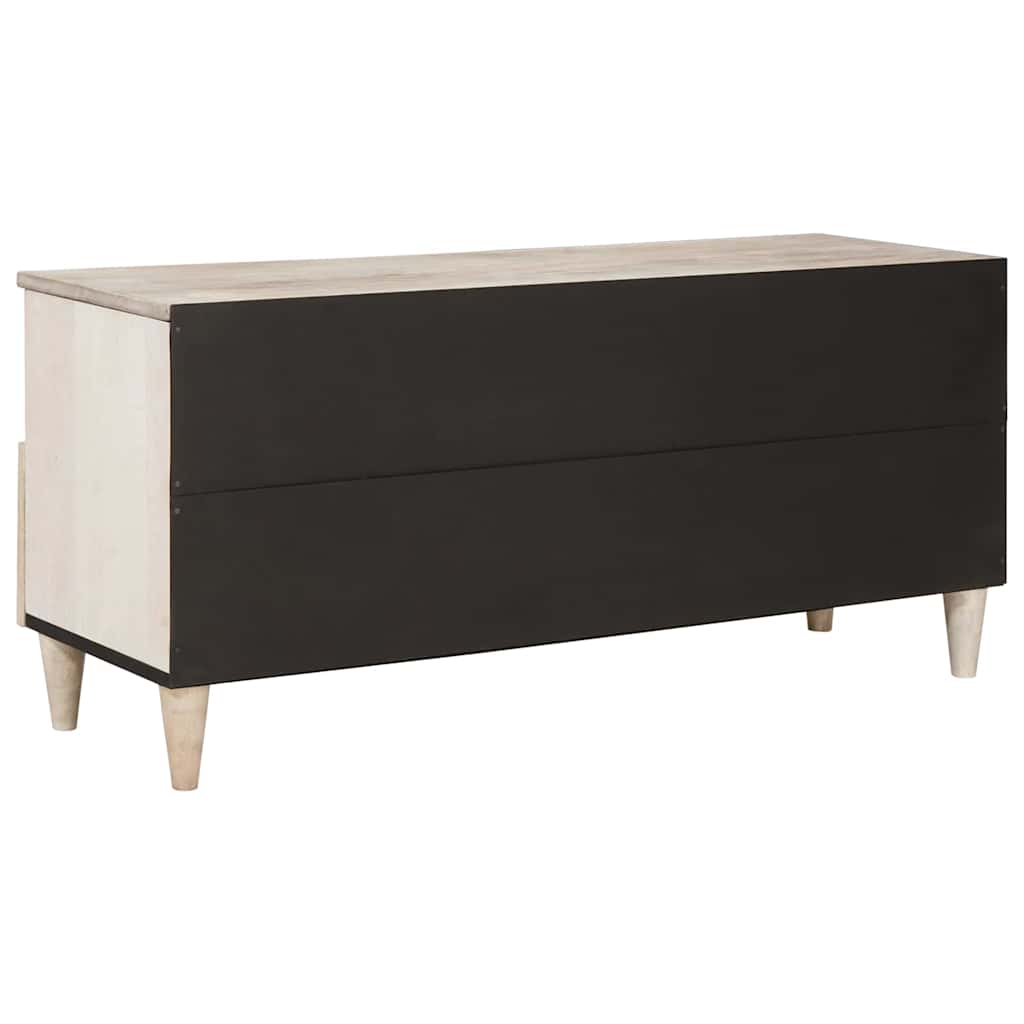 Tv Cabinet Bleached White 100 X 33 X 46 Cm Solid Mango Wood