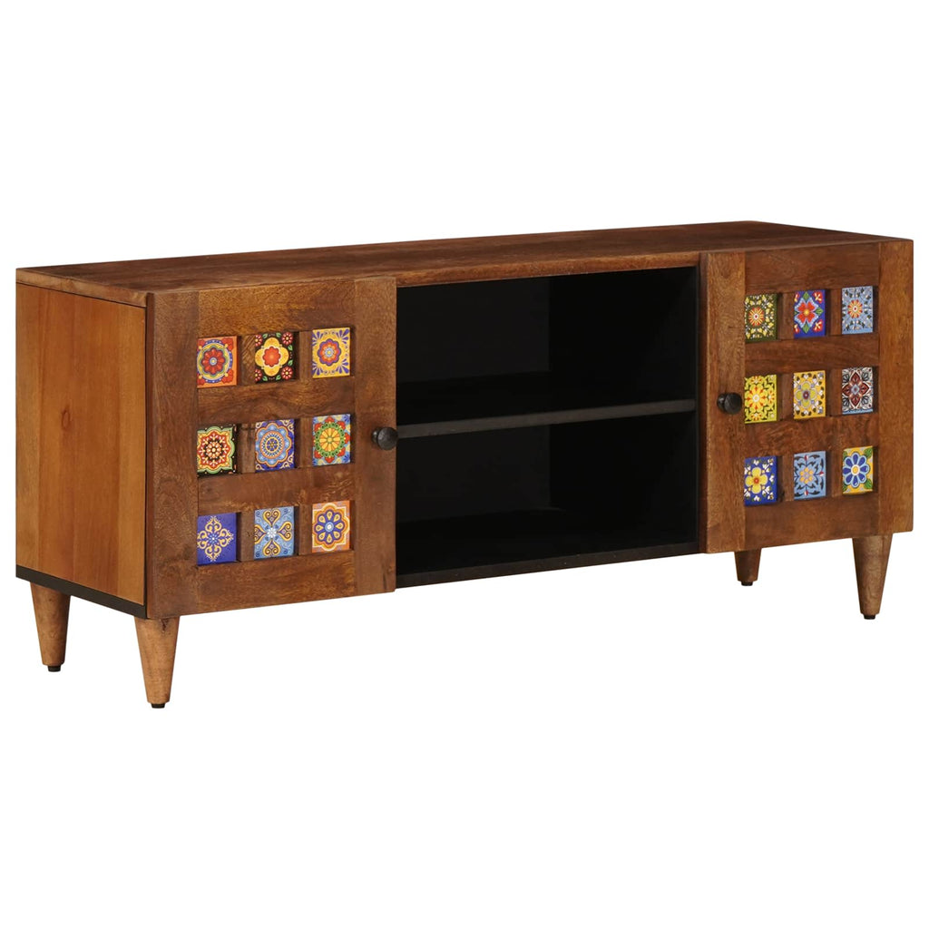 Tv Cabinet With Shelf 105 X 33 X 46 Cm Solid Mango Wood