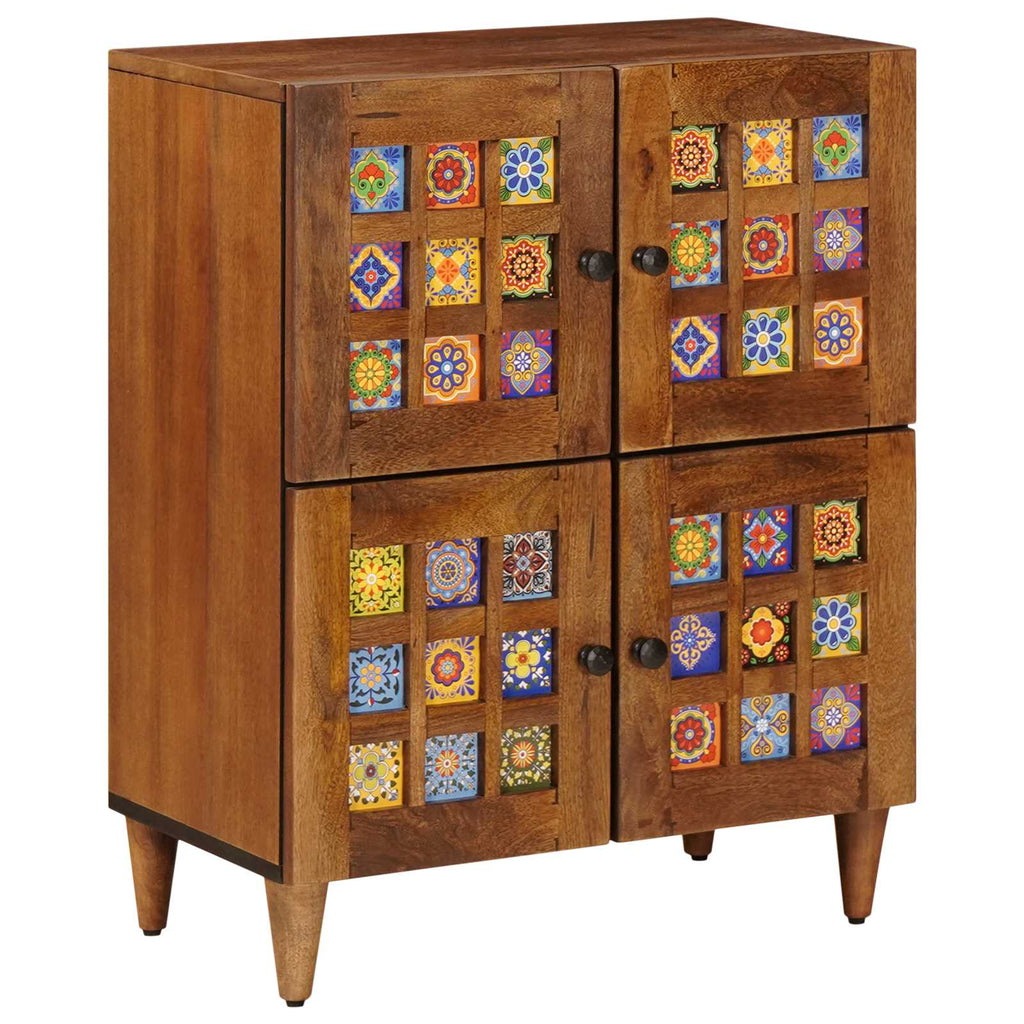 Sideboard With Storage 60 X 33 X 75 Cm Solid Mango Wood