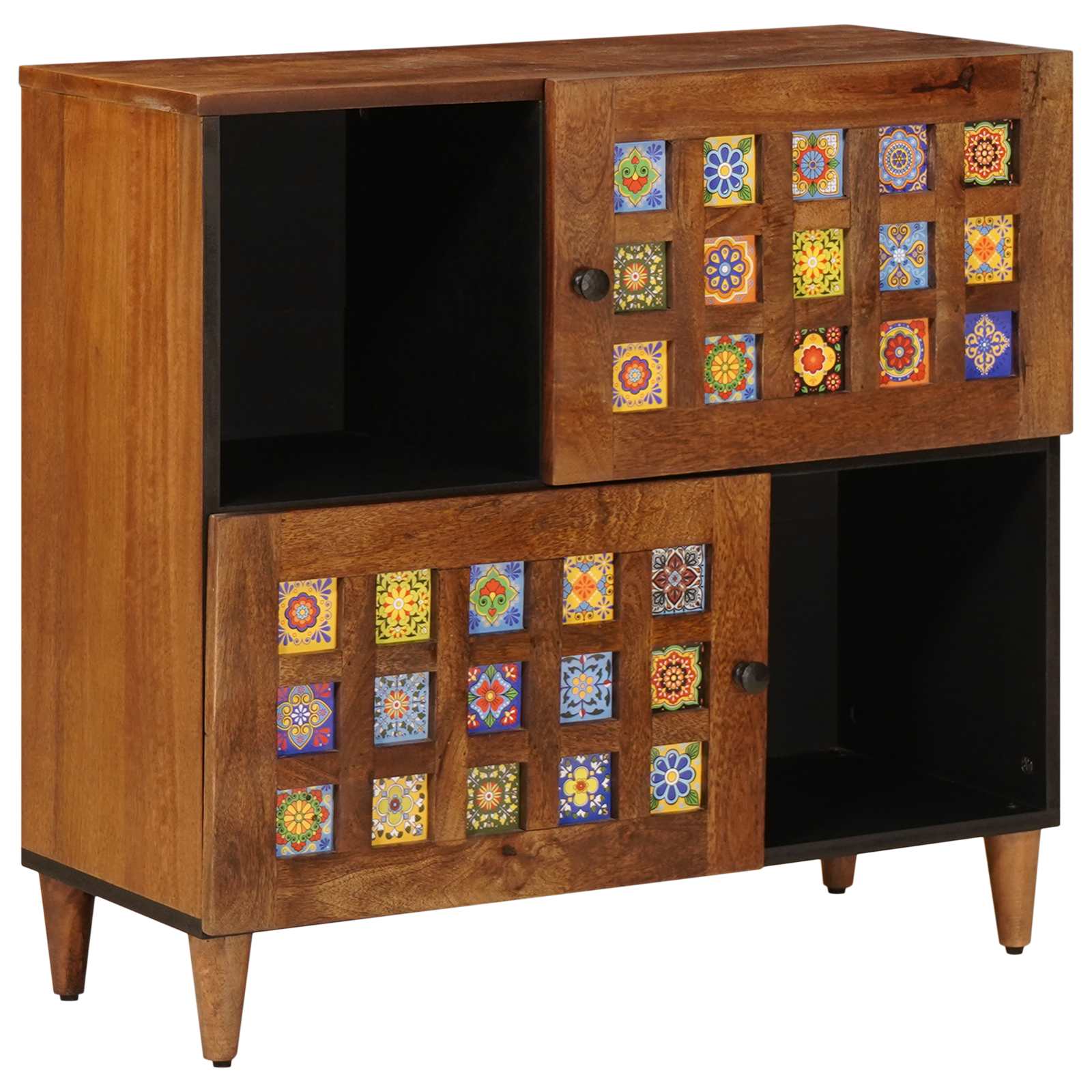 Sideboard With Storage 80 X 33 X 75 Cm Solid Mango Wood