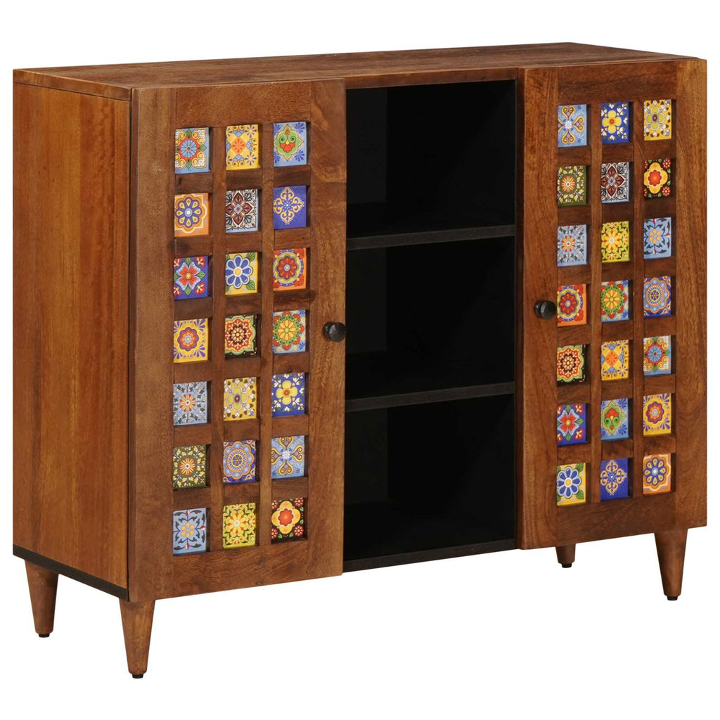 Sideboard With Shelf 90 X 33 X 75 Cm Solid Mango Wood
