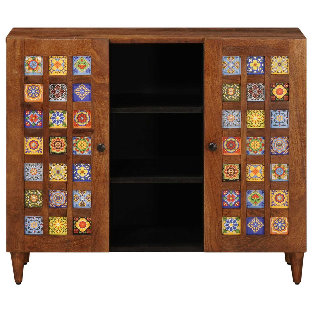 Sideboard With Shelf 90 X 33 X 75 Cm Solid Mango Wood