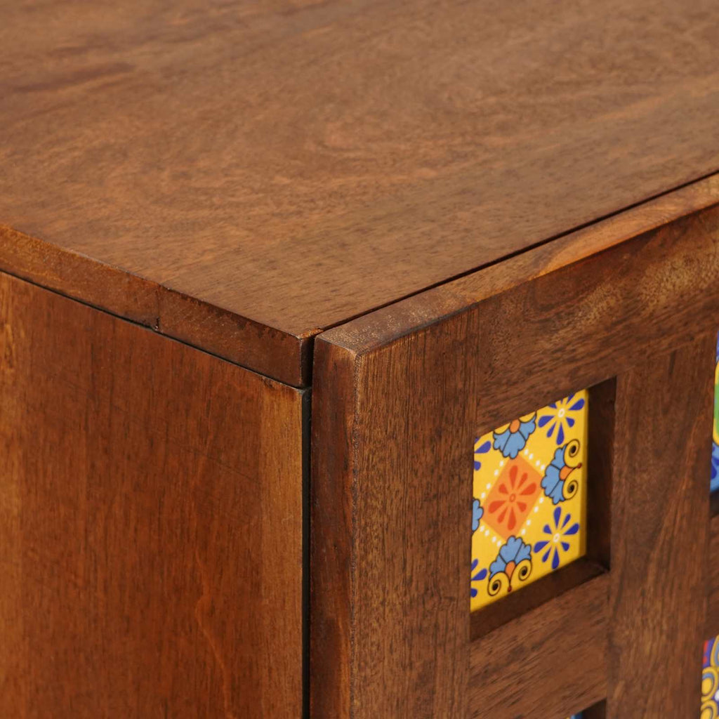 Media Storage Cabinet Highboard Door 60 X 33.5 100 Cm Solid Mango Wood Natural 6