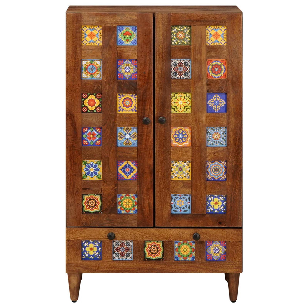 Media Storage Cabinet Highboard Door 60 X 33.5 100 Cm Solid Mango Wood Natural 6