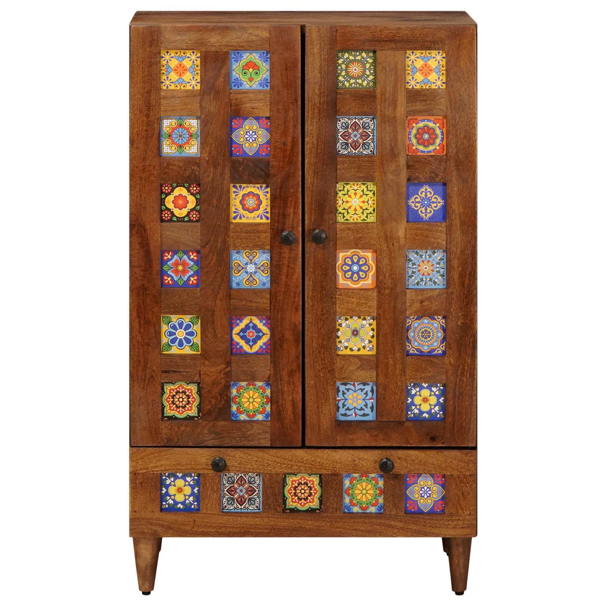 Media Storage Cabinet Highboard Door 60 X 33.5 100 Cm Solid Mango Wood Natural 6