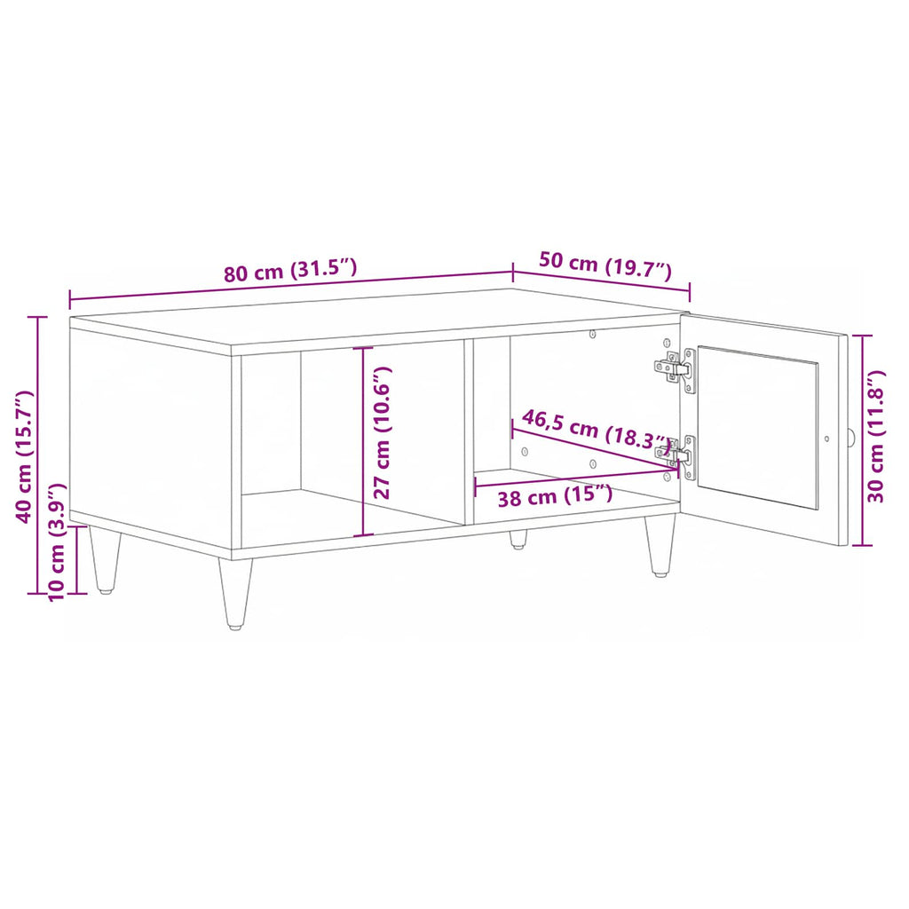 Coffee Table 80 X 50 X 40 Cm Solid Mango Wood