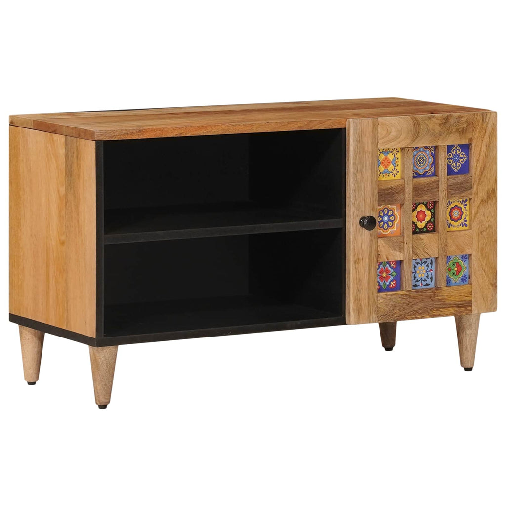 Tv Cabinet With Door 80 X 33 X 46 Cm Solid Mango Wood