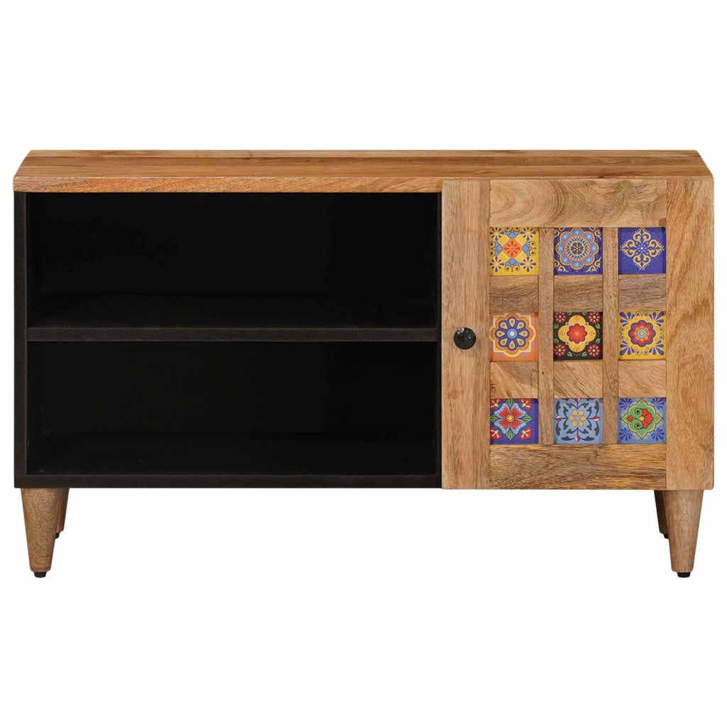 Tv Cabinet With Door 80 X 33 X 46 Cm Solid Mango Wood