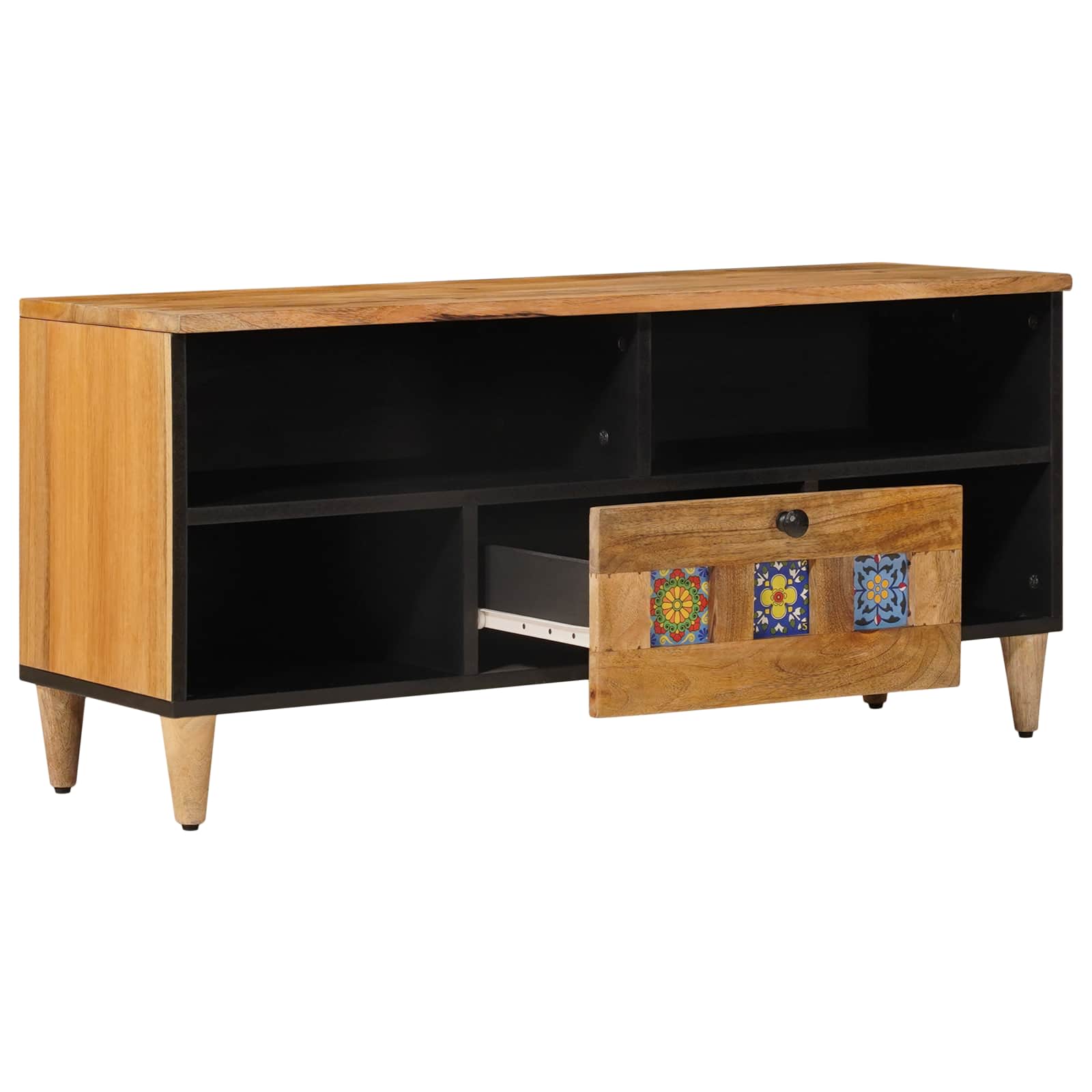 Tv Cabinet With Shelf 100 X 33 X 46 Cm Solid Mango Wood