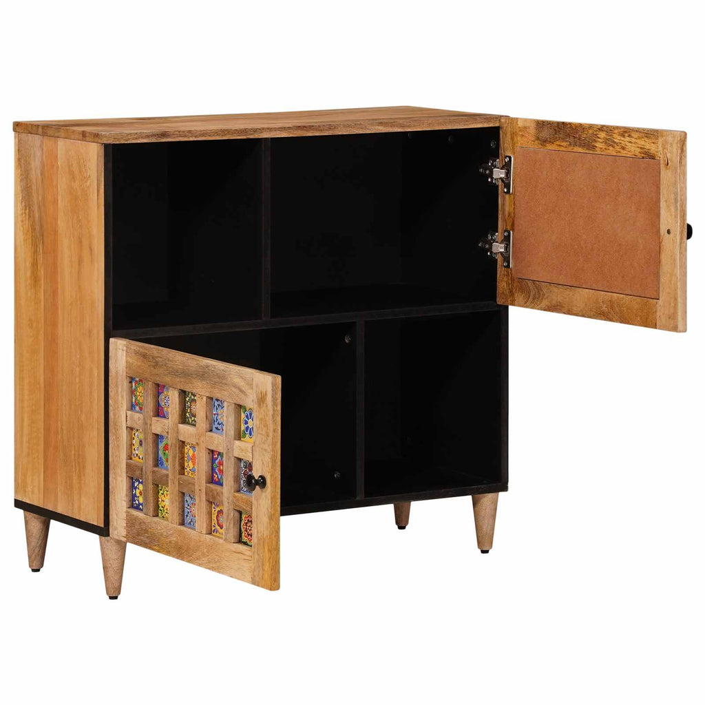Sideboard With Storage 80 X 33 X 75 Cm Solid Mango Wood