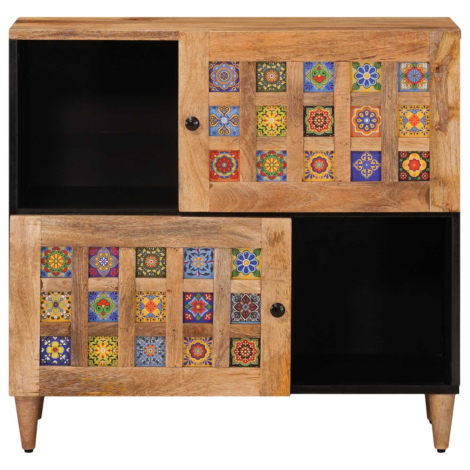 Sideboard With Storage 80 X 33 X 75 Cm Solid Mango Wood