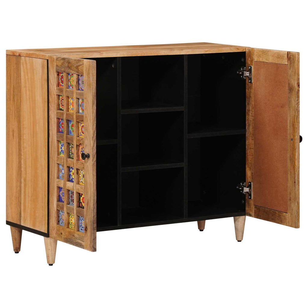 Sideboard With Shelf 90 X 33 X 75 Cm Solid Mango Wood