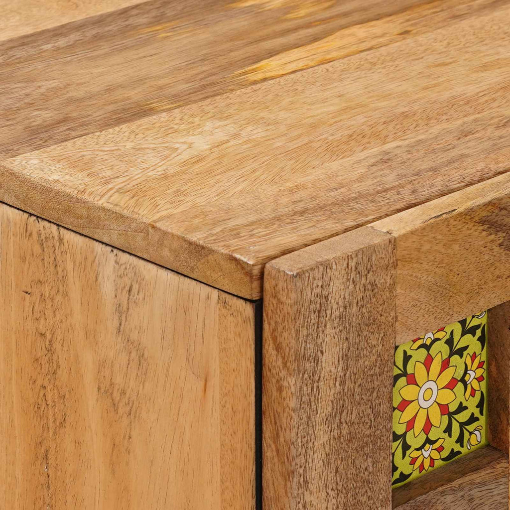 Media Storage Cabinet Highboard Door 60 X 33.5 100 Cm Solid Mango Wood Natural 6