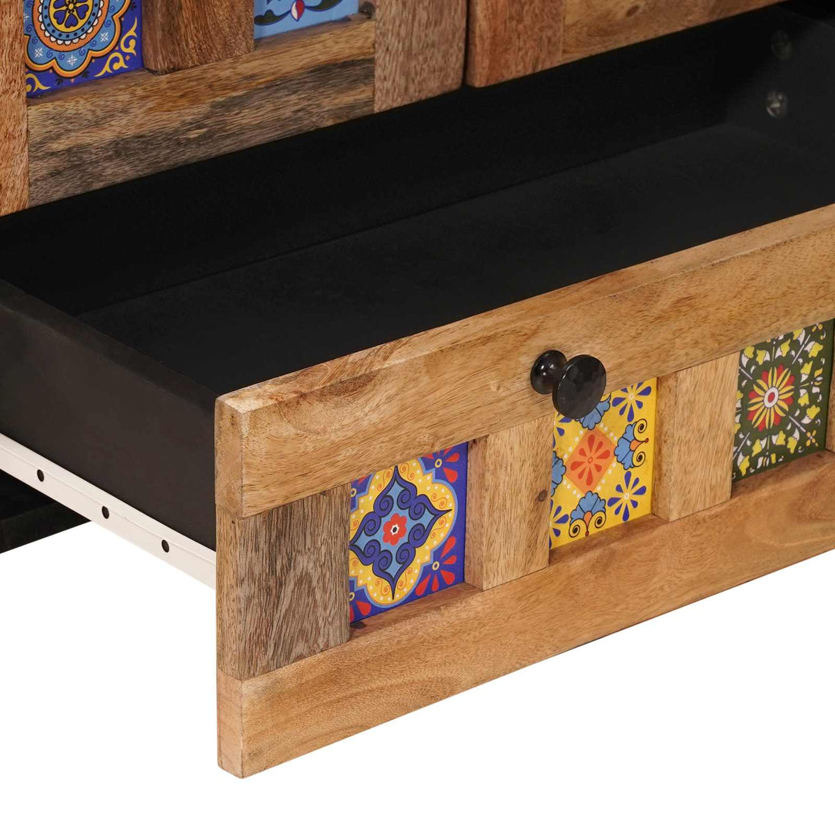 Media Storage Cabinet Highboard Door 60 X 33.5 100 Cm Solid Mango Wood Natural 6