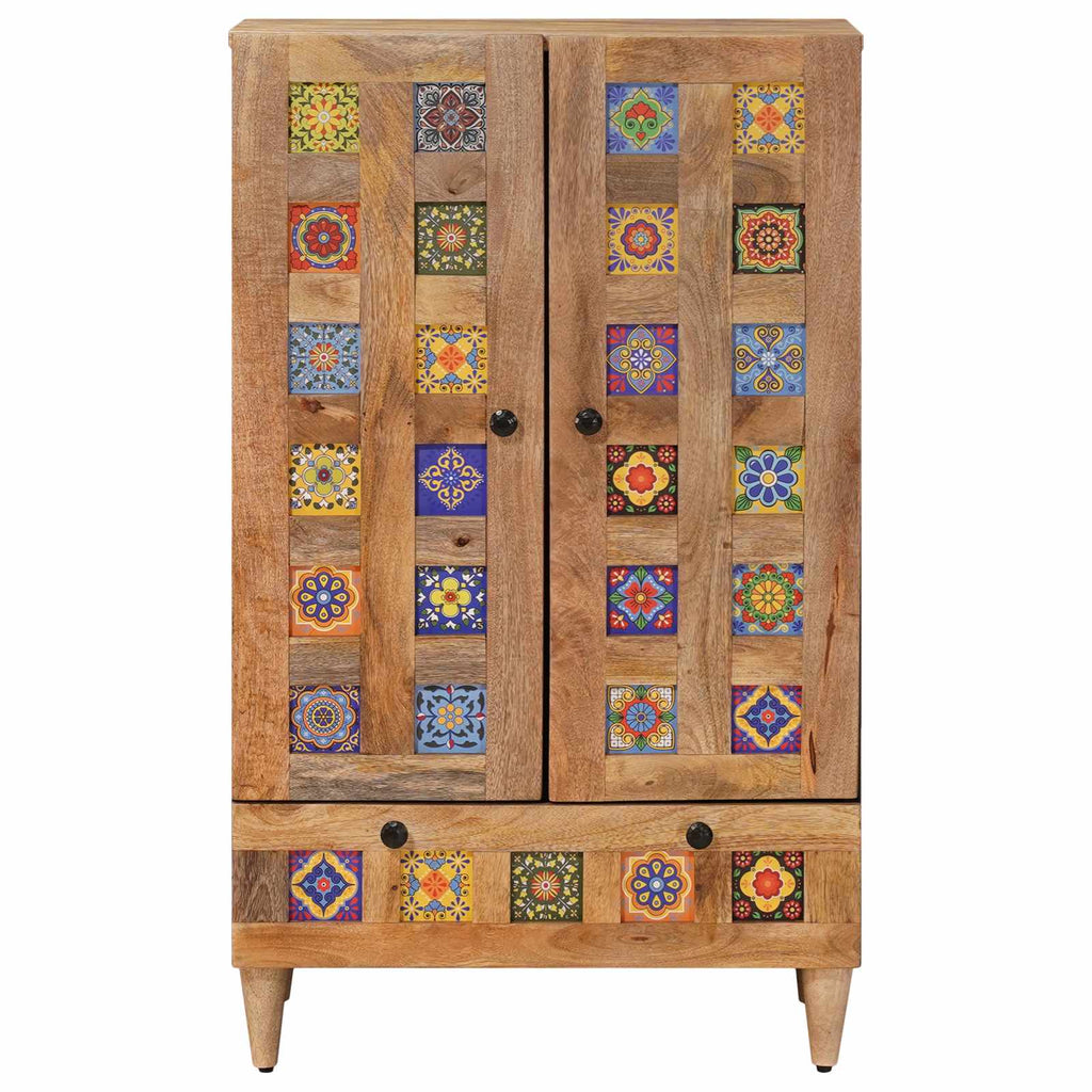 Media Storage Cabinet Highboard Door 60 X 33.5 100 Cm Solid Mango Wood Natural 6