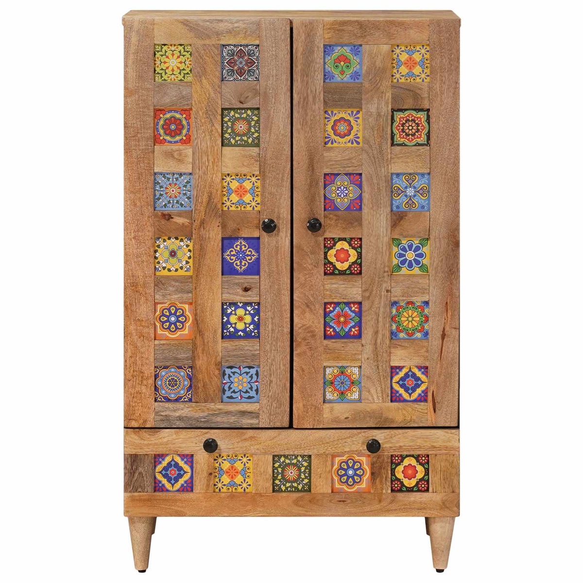 Media Storage Cabinet Highboard Door 60 X 33.5 100 Cm Solid Mango Wood Natural 6