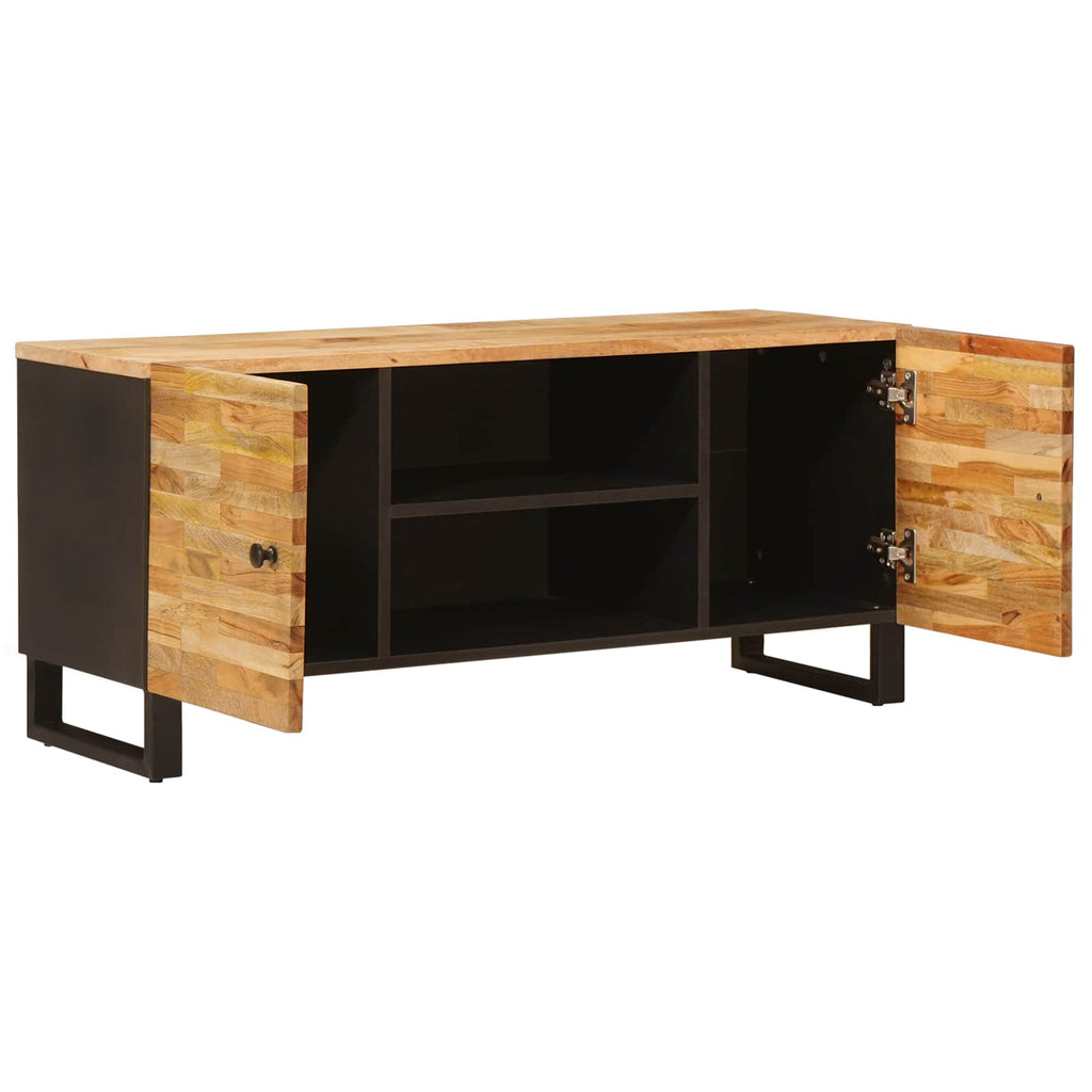 Tv Cabinet With Storage Brown 105 X 33 X 46 Cm Solid Mango Wood