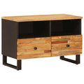 Tv Cabinet With Storage Brown 70 X 33 X 46 Cm Solid Mango Wood