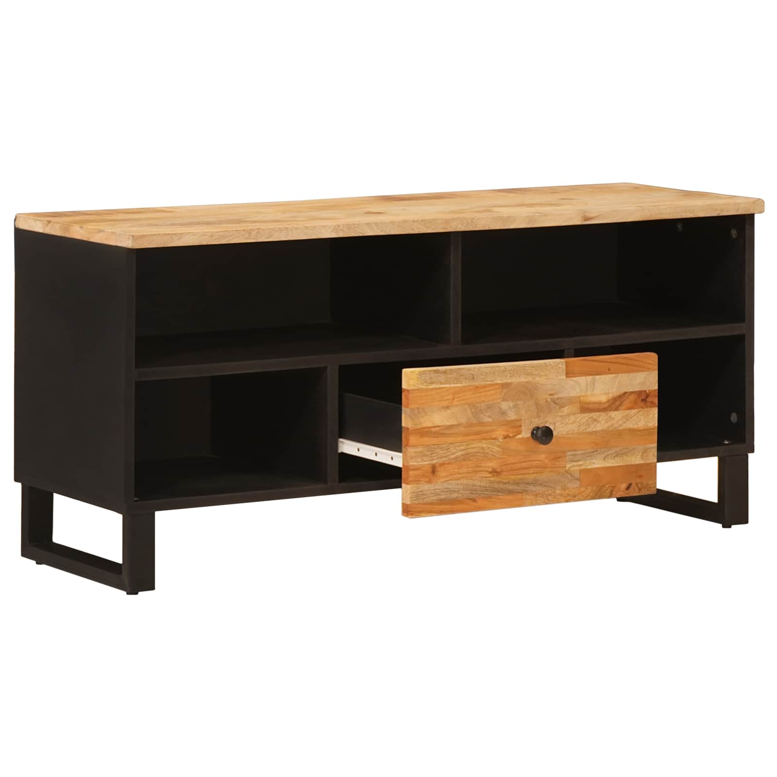 Tv Cabinet With Drawer Brown 100 X 33 X 46 Cm Solid Mango Wood