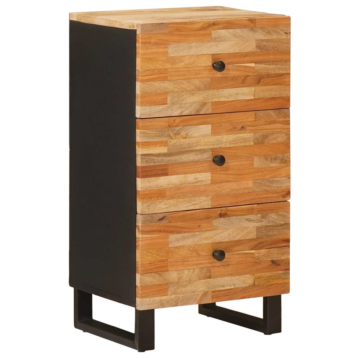 Media Storage Cabinet Side Drawer Brown 40 X 33 75 Cm Solid Mango Wood 40 cm