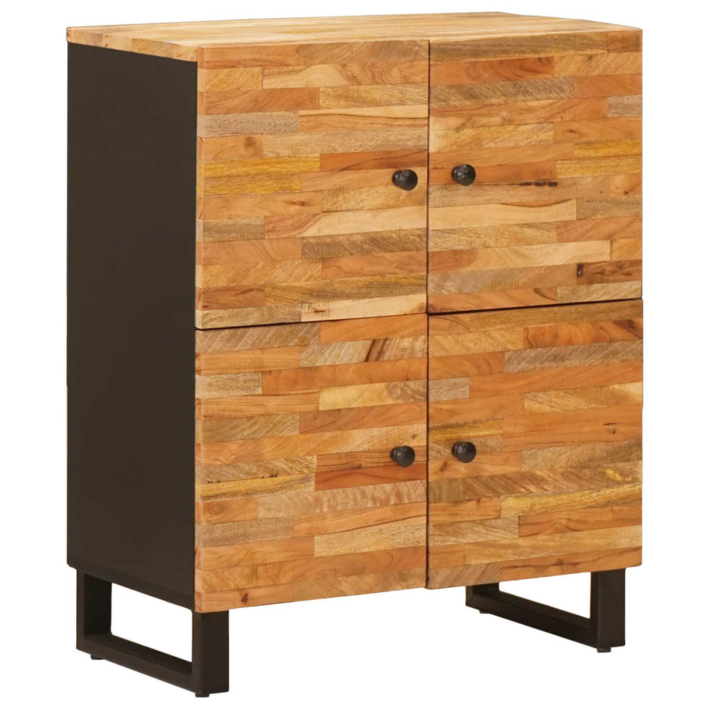 Media Storage Cabinet Side Door Brown 60 X 33 75 Cm Solid Mango Wood 60 cm