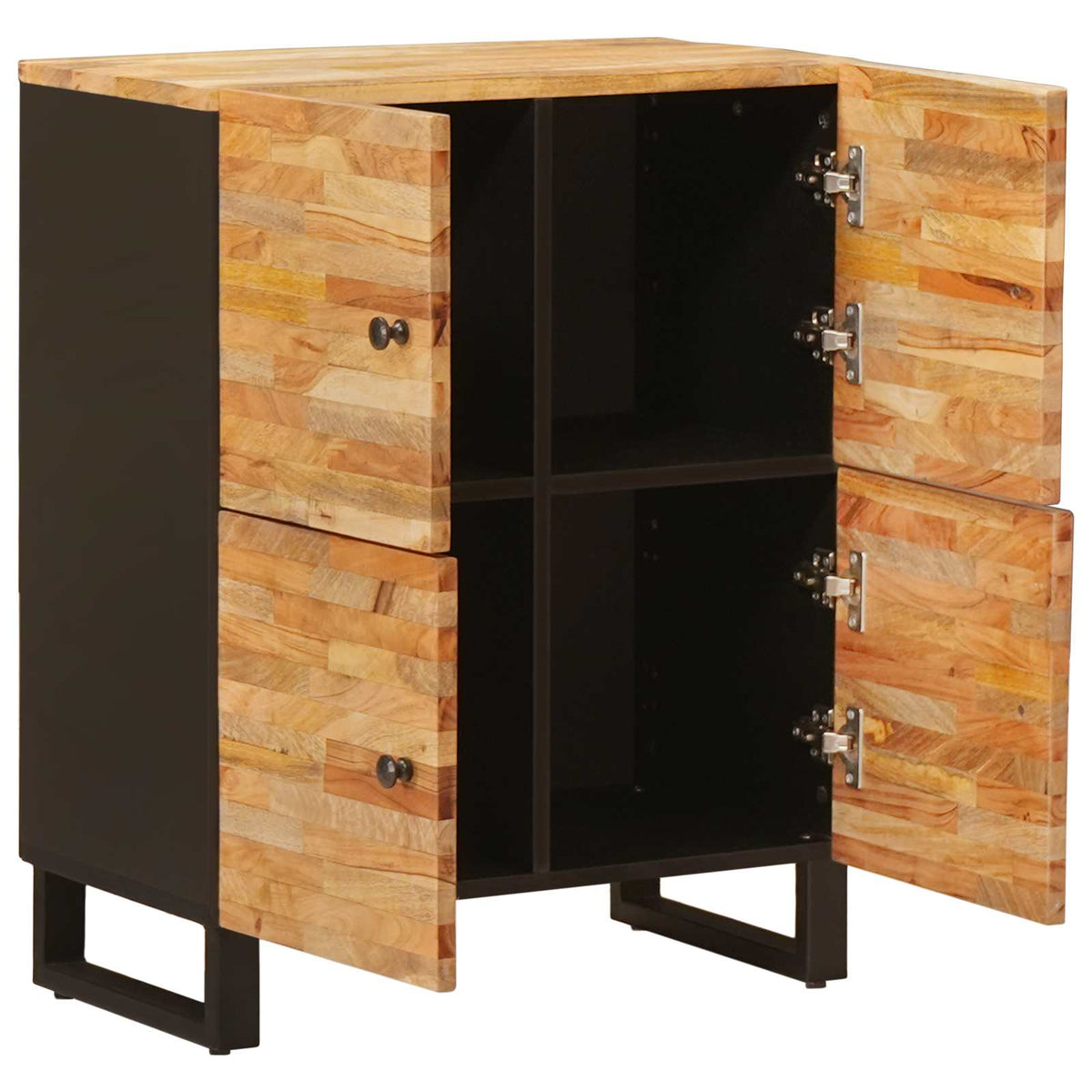 Media Storage Cabinet Side Door Brown 60 X 33 75 Cm Solid Mango Wood 60 cm